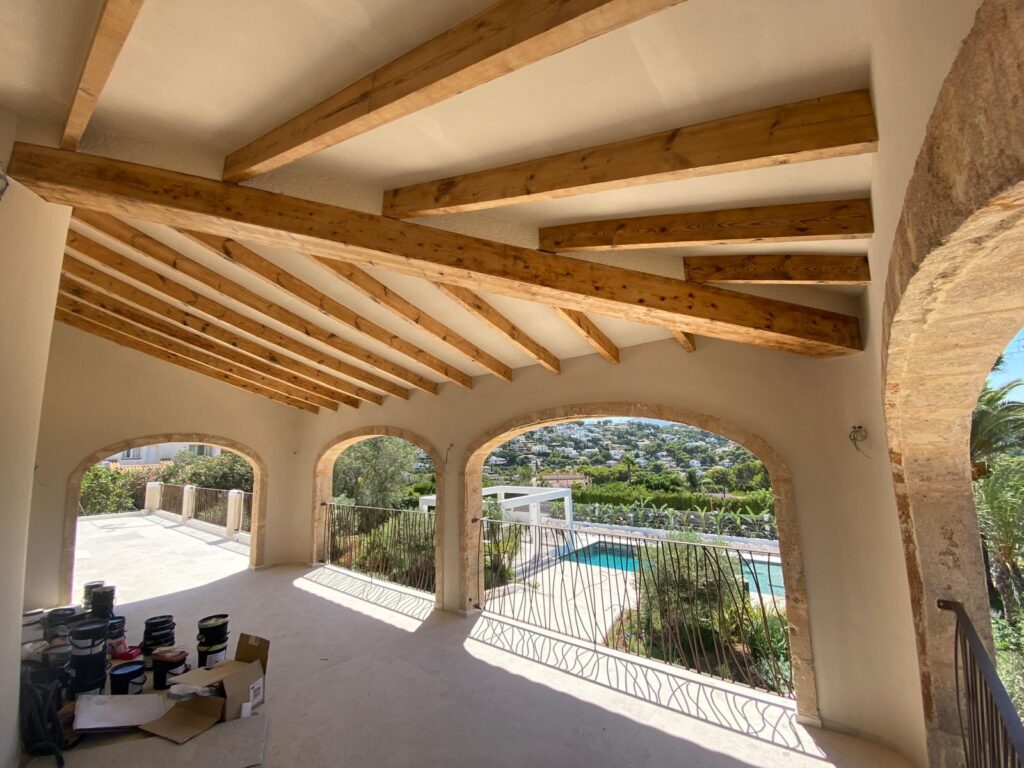 Restored timber ceiling beams in Jávea